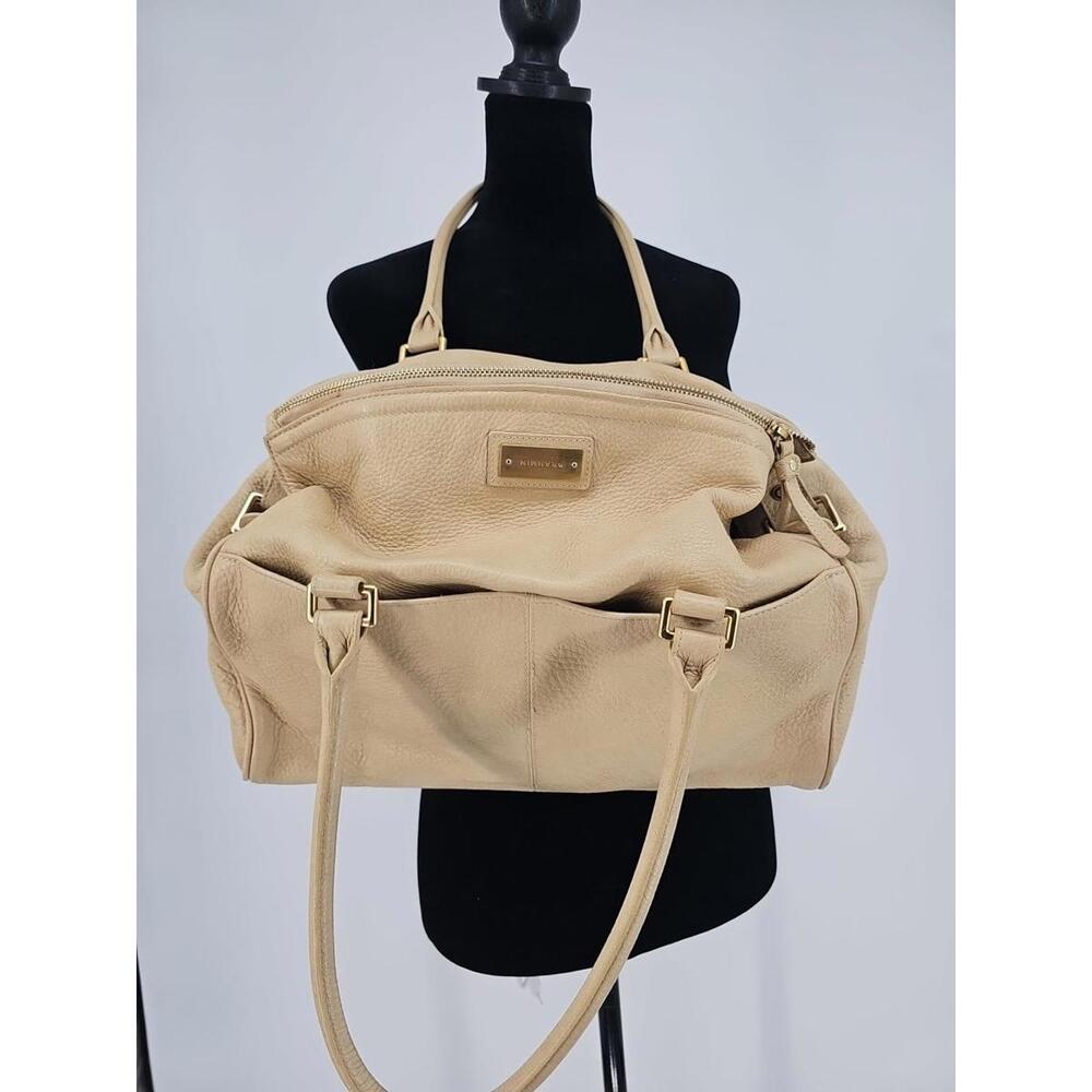 Brahmin Satchel Bag Vintage Retro Glam Tan Pebbled Leather Double Handle Handbag - Picture 7 of 9